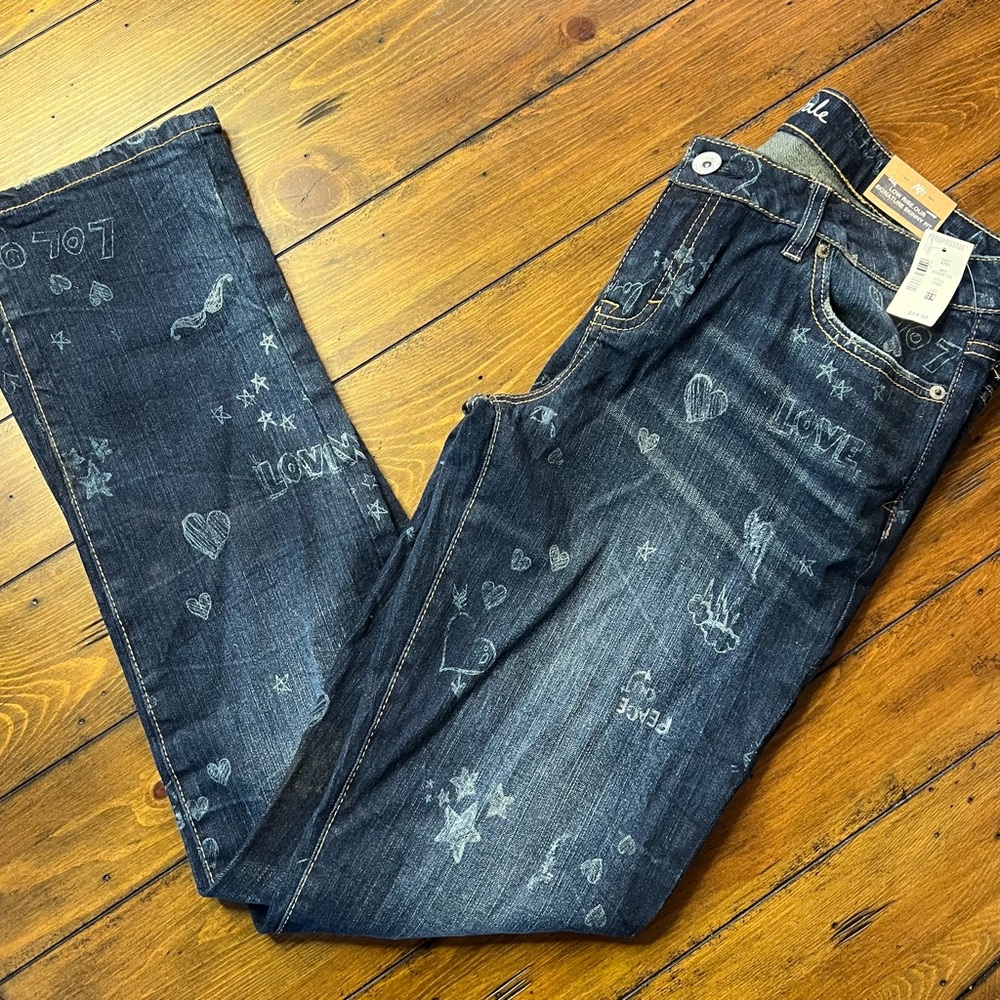 Aeropostale Dark Blue Graphic Straight Jeans
